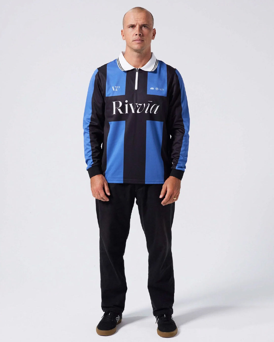 Polera Polo Team VV RPL Manga Larga Negro/Azul